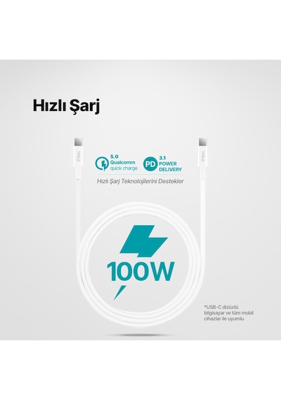 Samsung Apple Uyumlu iPhone 15 16 17 Şarj Kablosu Type C Kablo 150 Cm 100w Pd/qc Hızlı