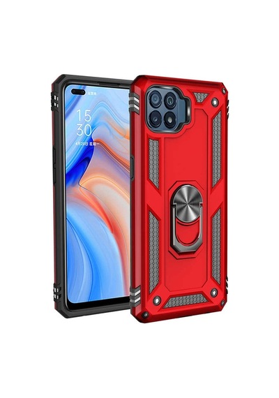 Teleplus Oppo Reno 4 Lite Kılıf Vega Tank Koruma Standlı Yüzüklü Mıknatıslı