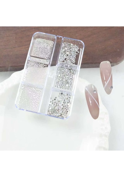 6lı Tırnak Metal Havyar Ve Parlak Süs Taşları 3 Boy Nail Art Süsleme Taşları Wn-524