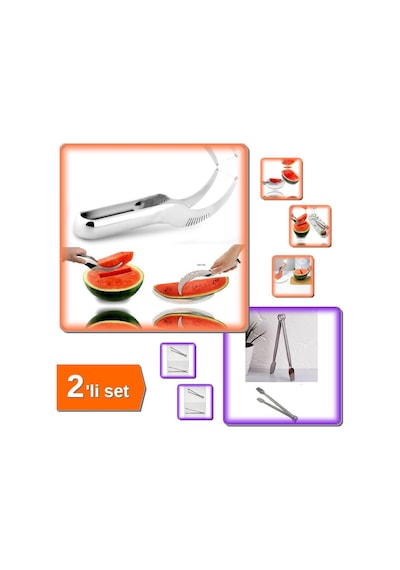 Karpuz Dilimleme Bıçağı + Paslanmaz Mutfak Maşası - 2li Set Def123 Paslanmaz Çelik Diğer