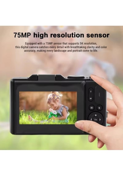 Vothoon 5K 75MP 3.0" Ekran 18X Zomm Hd Dijital Kamera