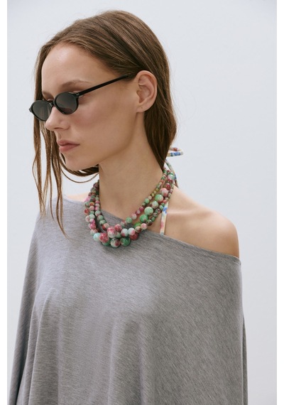 Suud Collection Gri Rae Penye Pelerin