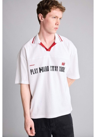 Defacto Loose Fıt Polo Yaka Slogan Baskılı Kısa Kollu Polo Tişört G4274ax26smwt34 Beyaz-wt34 Defacto Loose Fıt Polo Yaka Slogan Baskılı Kısa Kollu Polo Tişört G4274ax26smwt34 Beyaz-wt34