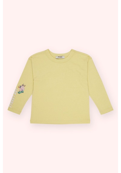 Panço Erkek Çocuk Baskı Detaylı Uzun Kollu T-shirt Sarı