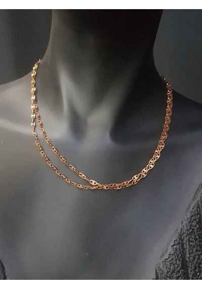 80 Cm Lazer Kesim Model Rose Renk Çelik Sevgiliye Eşe Anneye Arkadaşa Hediye Kolye Zincir Rose Gold