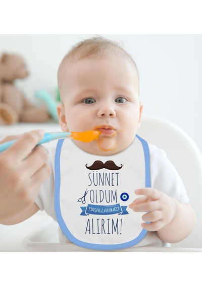 BK Kids Sünnet Tasarımlı Mavi Bebek Mama Önlüğü-6