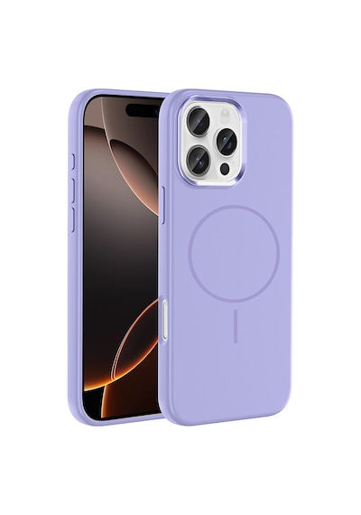 Zore İphone 16 Pro Kılıf M-safe Şarj Özellikli Metal Kamera Çerçeveli Ogaa Edi Silikon Kapak - Lila