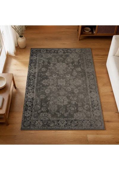 Kartela Halı Lino Halı Jüt Taban Dokuma Halı Antrasit - 120 X 180 Cm