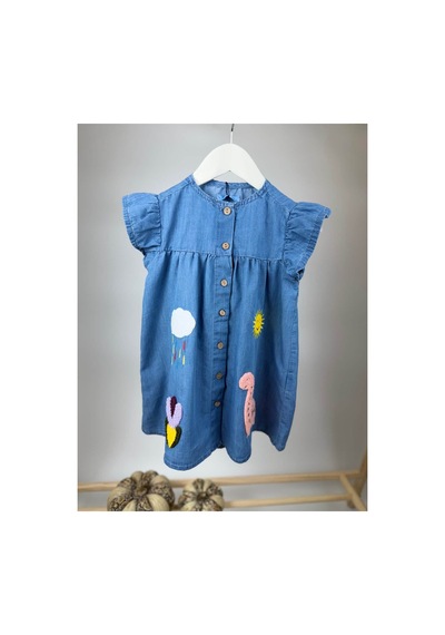 Poala Kids Animals Nakışlı Elbise Mavi