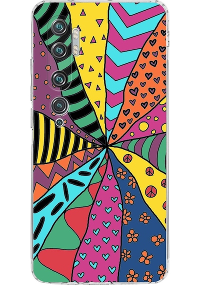 Xiaomi Mi Note 10 İle Uyumlu Retro Color 4 Kamera Korumalı Şeffaf Kılıf Şeffaf