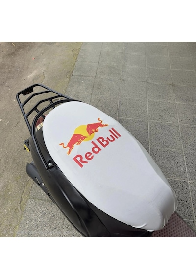 Redbull Beyaz Penye Motorsiklet Sele Kılıfı 1.kalite Likrali Penye Yıkanabilir