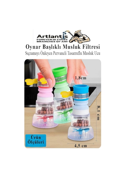 Oynar Başlıklı Musluk Filtresi 3 Adet Musluk Başlıgı Sıçramayı Önleyen Pervaneli Tasaruflu Batarya Ucu Mutfak Banyo