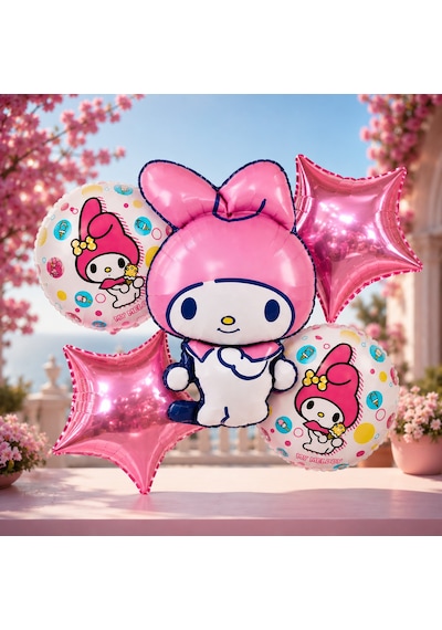 Vıp Yüksek Kalite 15 Adet My Melody Folyo Balon Full Set My Melody Konsept Balon My Melody Balon Pembe