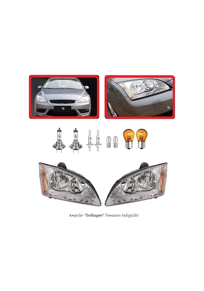 Ford Focus 2 Ön Far Lamba Beyaz Zemin Sağ Sol Takım 2005--2008