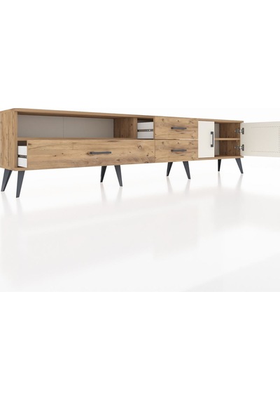 Arges Tv Ünitesi 2 Raflı 3 Çekmeceli 2 Kapaklı 220x30x51 Çam-aytaşı/çam Aytası/atlas Çam - Atlas Çam