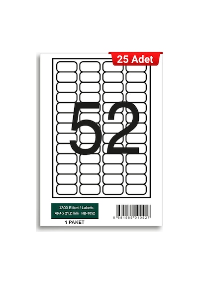 Herboy Hb-1052 46,4 X 21,2 Mm A4 Laser Etiket 25 Adet