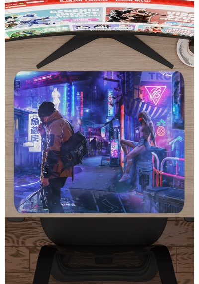 Dijital Cyberpunk Adam Kadın V4 48x40 Xl Gaming Kauçuk Kaymaz Taban Mouse Pad Fare Altlığı