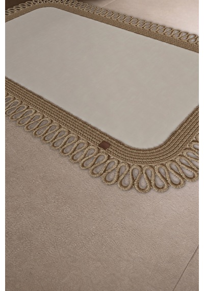 Banyo Paspası Takımı 70x110+50x70 Cm Dış Trikot Ekru & Hasır Ekru - Hasır