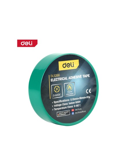 Delı Elektrik Yalıtım Bandı 0.13mm 18mm 10m Yeşil İzolasyon Bandı