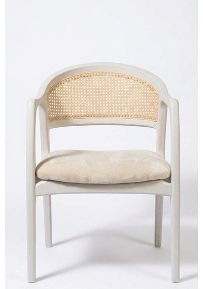 Kensington Rattan İskandinav Ahşap Sandalye Beyaz