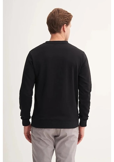Cazador Slim Fit Mevsimlik 3 İplik Pamuk Karışımlı Sweatshirt-54185 Siyah