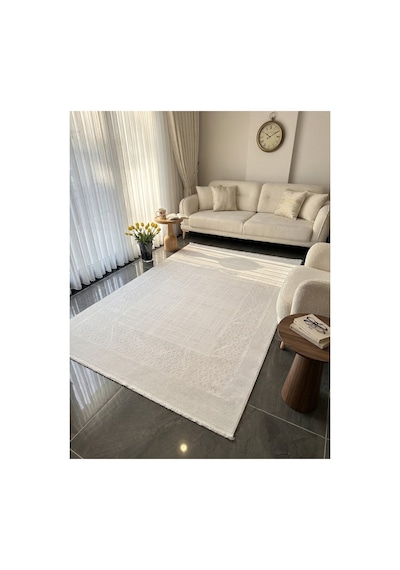 Merinos Vista Beyaz Renk %100 Akrilik Parlak Dokuma Modern Yumuşak Dokulu Salon Oturma Odası Halısı 76589-60