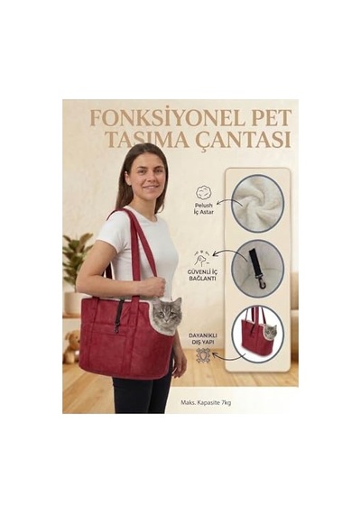 3.1 Phillip Lim Milano Kedi Köpek El Omuz Taşıma Çantası, Evcil Hayvan Seyahat Çantası, Kırmızı 0233 Orangeblue Cat