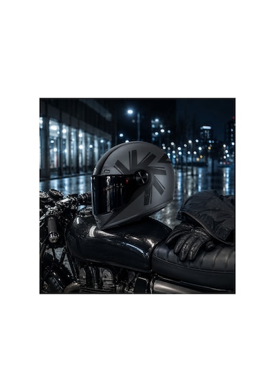 Sway V6 Full Face Retro Kask Siyah Vizör Helıx Black Lıne