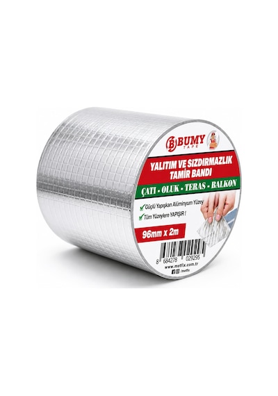 Yalıtım Ve Sızdırmazlık Tamir Bandı 96 Mm X 2 Mt - Alüminyum Yüzey/butil Bant - Sakız Bant