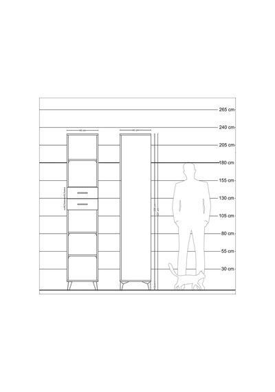 Hyperion Dolap 4 Raflı 2 Çekmeceli 44x44x221 Çam-aytaşı Atlas Çam
