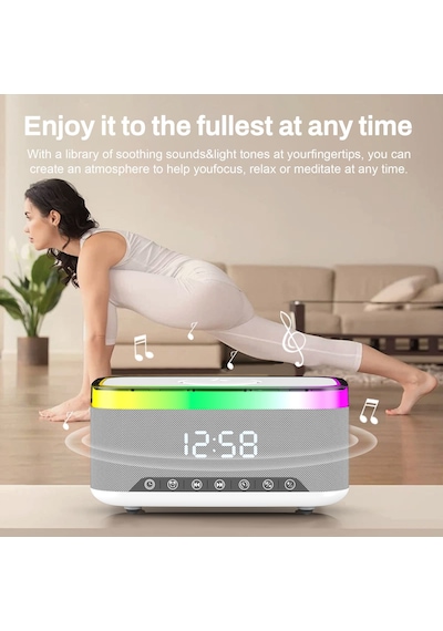 Kablosuz Bluetooth Hoparlör - Üstten Telefon Şarj Özellikli, Rgb Tasarım, Alarm & Saat Göstergeli