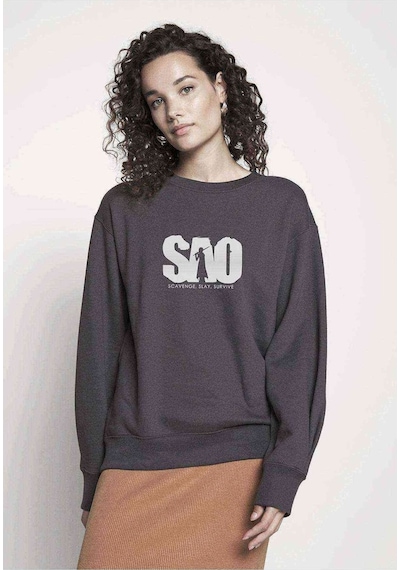 S A O Baskılı Füme Antrasit Kadın Sweatshirt