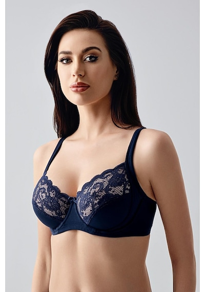 New Bra Kadın D Kap Dantelli Toparlayıcı Sütyen Lacivert 6000 Lacivert