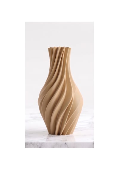 Suna Vazo Ekru 20 Cm - Modern Sarmal Burgu Dekoratif Salon Konsol Sehpa Çiçekliği