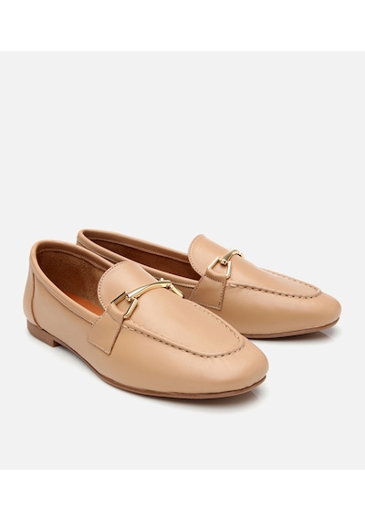 Hotiç Kadın Deri Bej Tokalı Loafer
