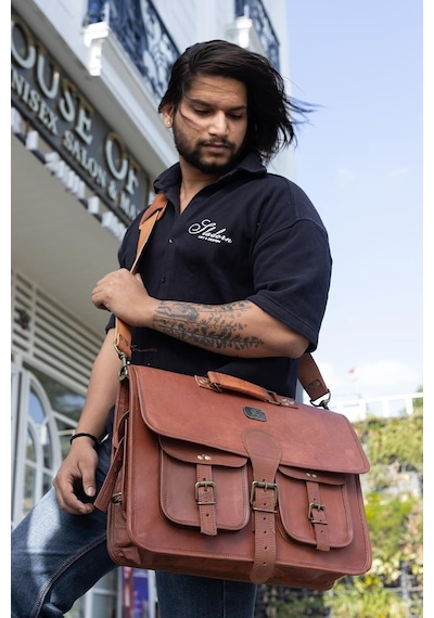 Cuero Vintage El Yapımı Deri Çapraz Askılı Çanta Dizüstü Bilgisayar Evrak Çantası Bilgisayar Çantası 18 İnç Kahverengi Cuero Vintage El Yapımı Deri Çapraz Askılı Çanta Dizüstü Bilgisayar Evrak Çantası Bilgisayar Çantası 18 İnç Kahverengi