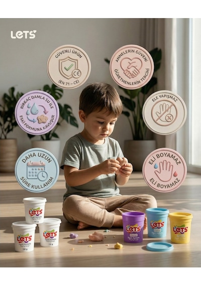 Lets 4 Renk Karanlıkta Parlayan Oyun Hamuru 440 G Iml Yeni Çok  Renkli