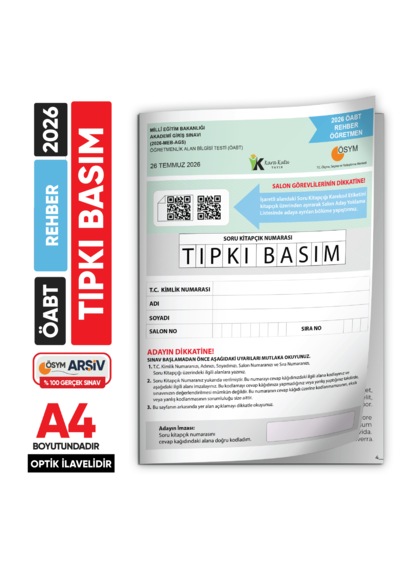 2026 Meb-ags Öabt Rehber Öğretmenliği Ösym Tıpkı Basım Kitapçığı Türkiye Geneli Deneme