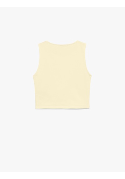 Koton Kolsuz Bisiklet Yaka Slim Fit Crop Bluz Sarı 6sal30050ık Sarı