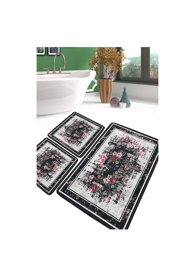 Arrosa Banyo Halısı Djt 3 Lü Set Banyo Halısı Paspas Yıkanabilir Kaymaz Çok Renkli