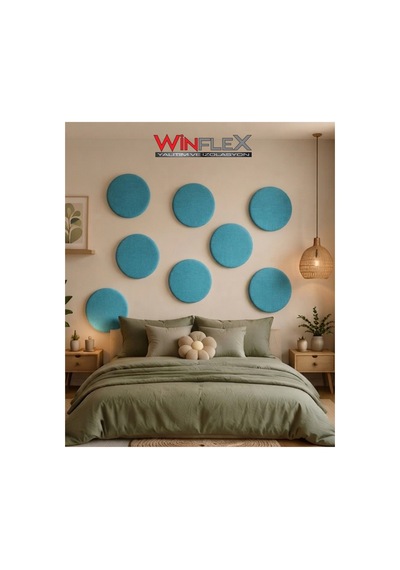 Winflex 50x50 Cm Daire Kumaş Kaplı Akustik Panel 1 Adet Turkuaz