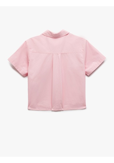 Koton Pamuklu Kısa Kollu Cep Detaylı Oversize Gömlek Pembe 5skg60019aw Gül