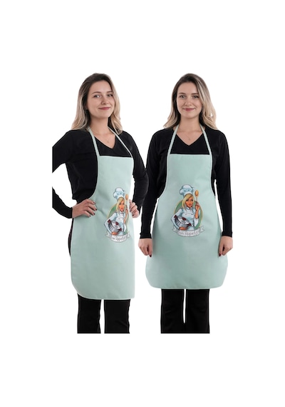 Siyah Chef İkili Paket Leke Tutmaz Kumaş Mutfak Önlüğü Seti Yeşil