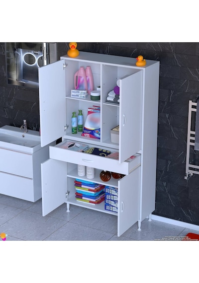 Eliusta Luma Kapaklı & Çekmeceli Banyo Dolabı 90 Cm Genişlikte Beyaz Dolap 90x173x32,5 Cm Depolama Dolabı Beyaz Eliusta Luma Kapaklı & Çekmeceli Banyo Dolabı 90 Cm Genişlikte Beyaz Dolap 90x173x32,5 Cm Depolama Dolabı Beyaz