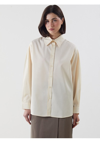 Lcw Modest Bej Poplin Kadın Gömlek Tunik