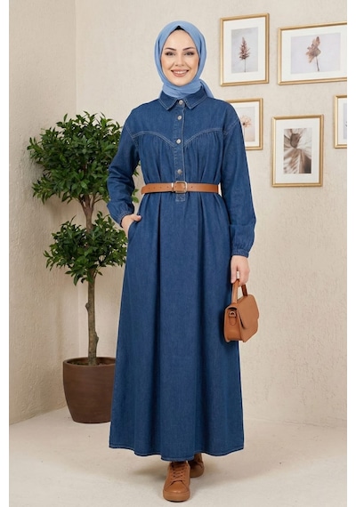 Hb Harma Time Butik Kadın Kemerli Düğmeli Koyu Mavi Kot Tesettür Elbise Koyu Mavi Koyu Mavi Hb Harma Time Butik Kadın Kemerli Düğmeli Koyu Mavi Kot Tesettür Elbise Koyu Mavi Koyu Mavi