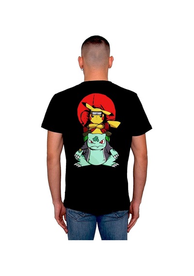 Naruto Pikachu Balbazar Bulbasaur Anime Ninja Japanese Tişört Unisex T-shirt 001
