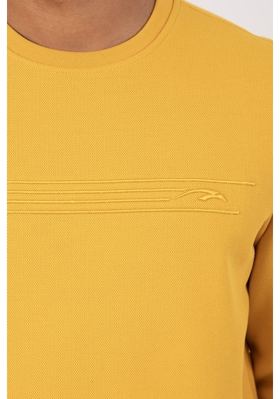 Maraton Sportswear Comfort Erkek Bisiklet Yaka Takma Kol Basic Sarı Sweatshirt 21836-sarı
