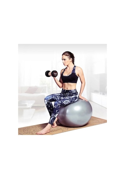 65 Cm Pilates Topu Şişirme Pompalı Plates Denge Yoga Spor Egzersiz Topu Jimnastik Top Gri