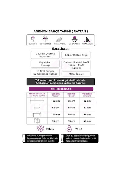 Anemon Serisi 3+1+1+2 Puf Cappucino Rattan Cappucino Minder Bahçe Balkon Oturma Koltuk Takımı Anemon Serisi 3+1+1+2 Puf Cappucino Rattan Cappucino Minder Bahçe Balkon Oturma Koltuk Takımı
